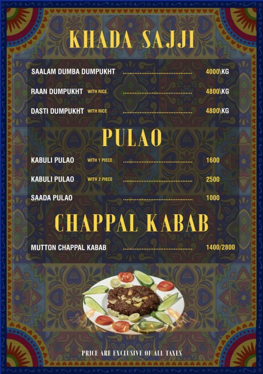 Ilyas Dumba Karahi Menu