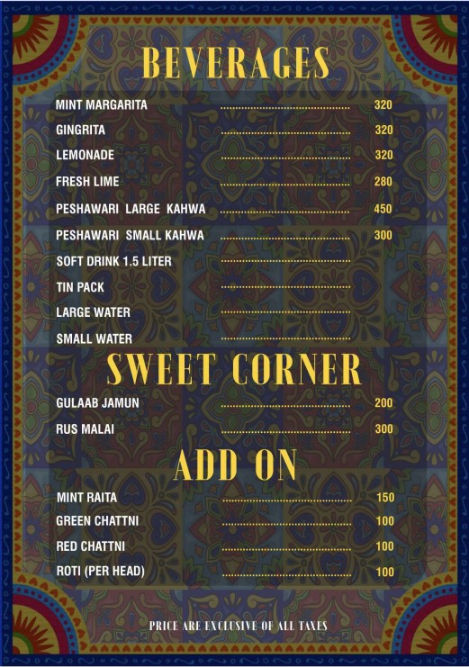 Ilyas Dumba Karahi Menu