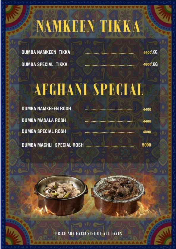 Namkeen tikka page menu